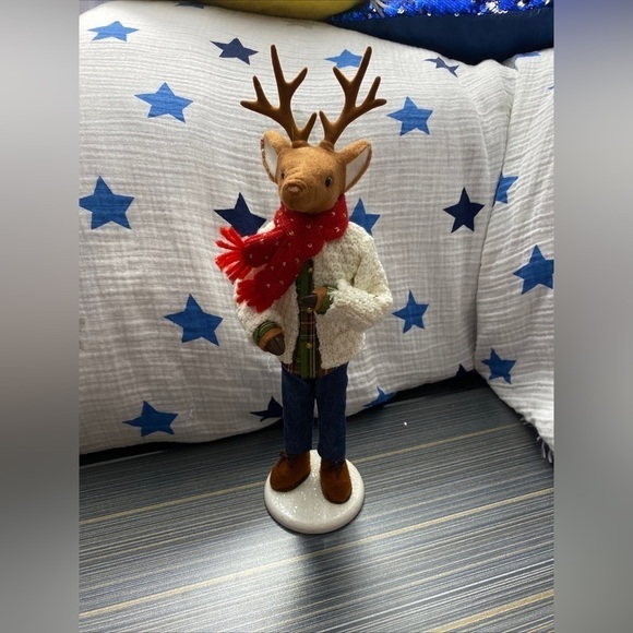 vintage boy Deer 14” figure in holiday outfit - Picture 2 of 9